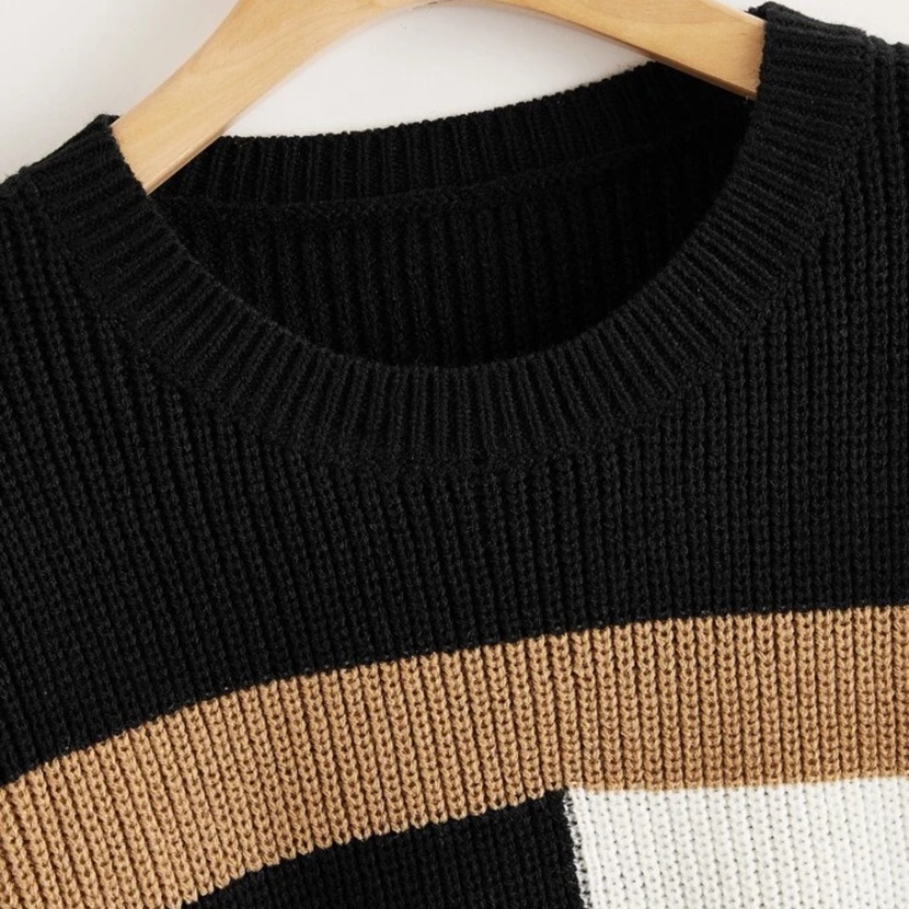 Drop Shoulder Color Block Sweater - Picture 4 of 5